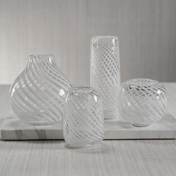 Claire Bud Vase w/White Swirl - Small