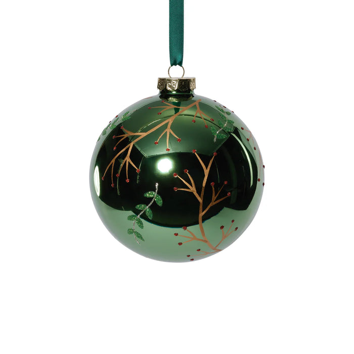 Shiny Green Metallic Glass Ball Twig Design