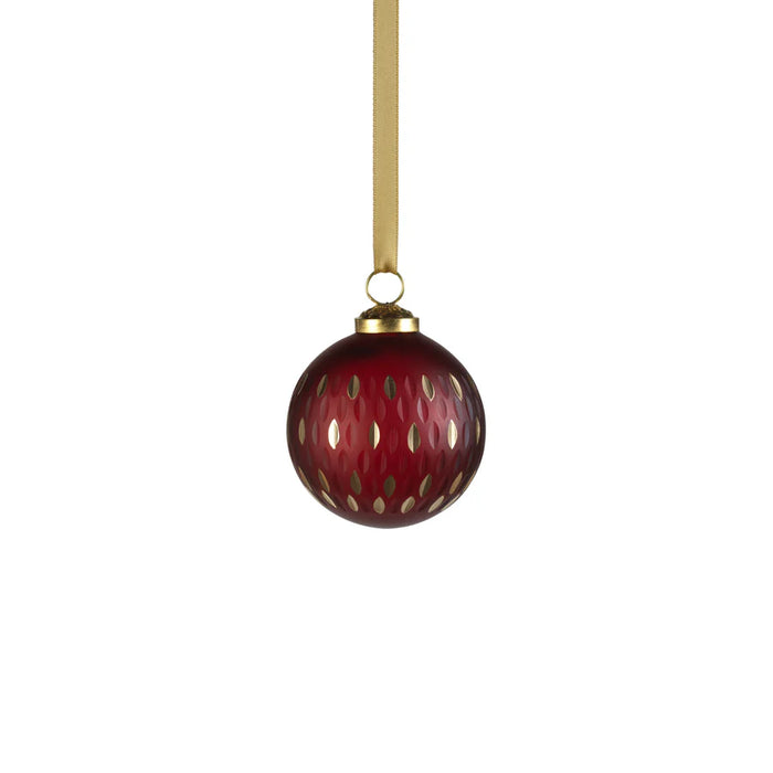 5" Frosted Gold Glass Ornament Red