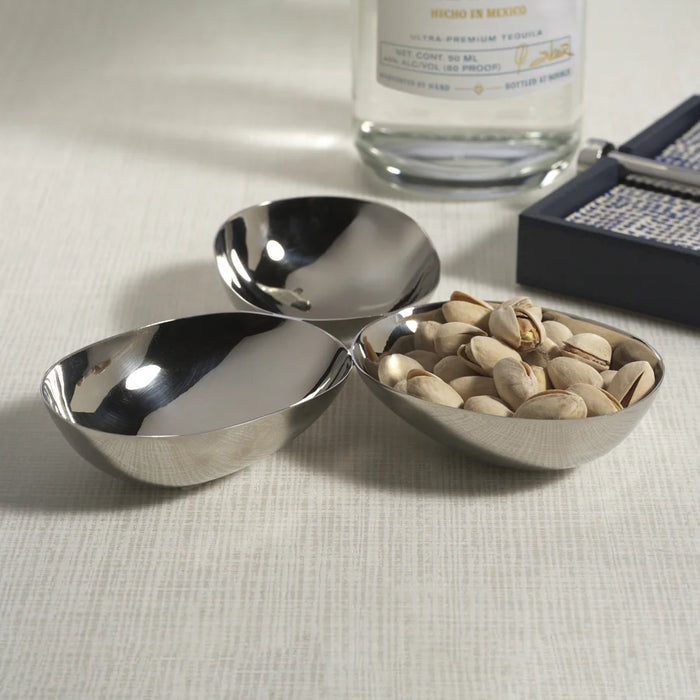 Triple Nut Bowl- Polished Steel