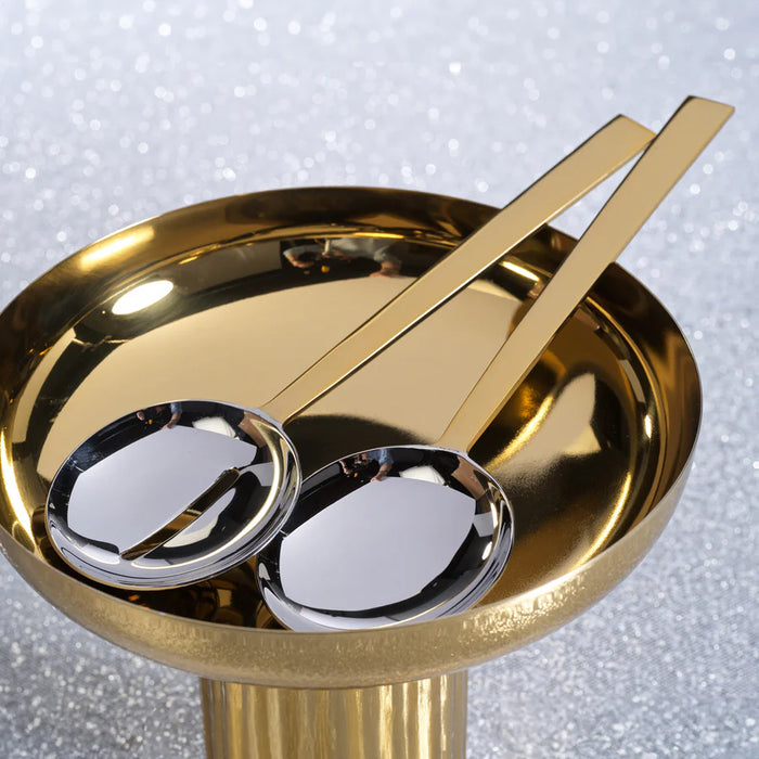 Salad Server Set- Nickel and Gold