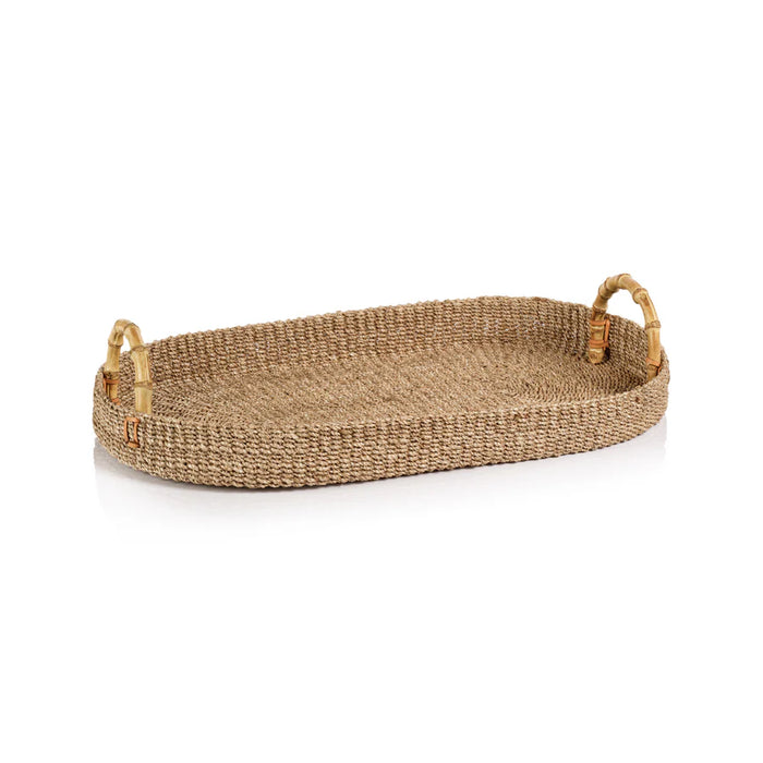 Abaca Tray with Bamboo Handles