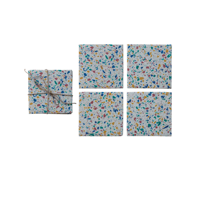 Square Resin & Terrazzo Coasters Set