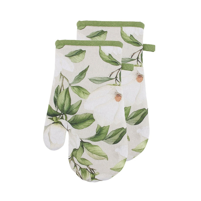 White Blossom Oven Mitt Set