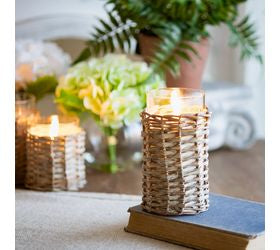 LED Glass & Wicker Candle