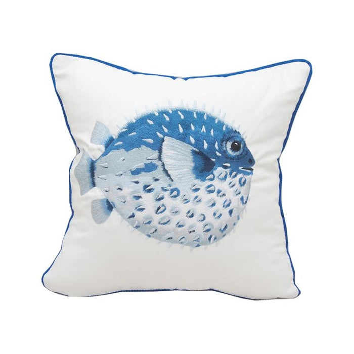 Blue Puffer Indoor Outdoor Pillow