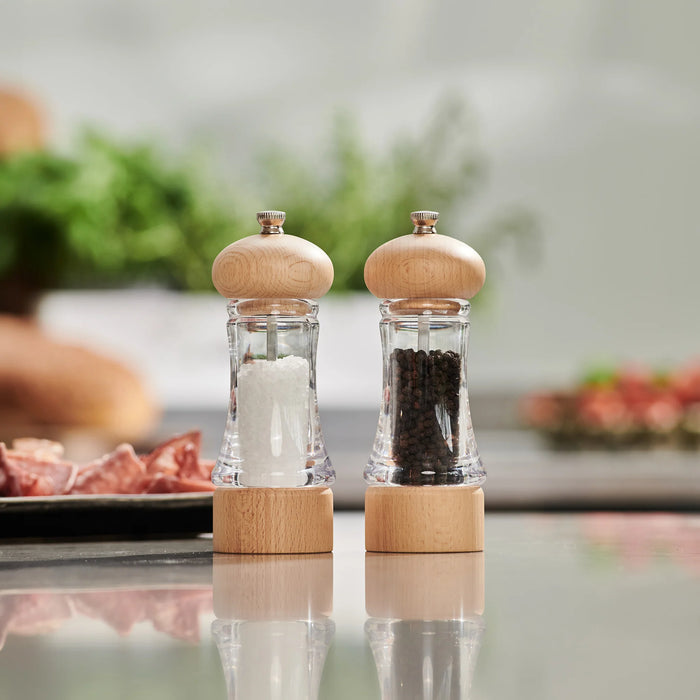 Beech Wood & Acrylic Salt & Pepper Mill Set