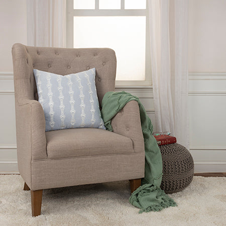 Blue Embroidered Pillow