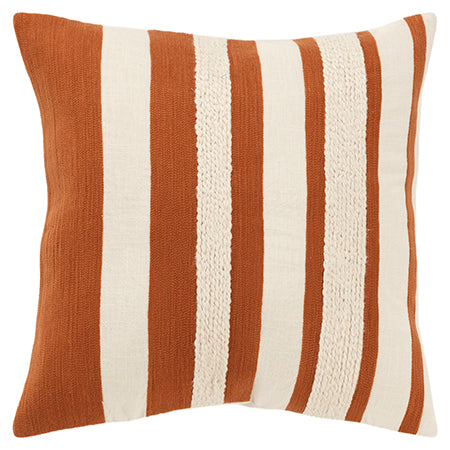 Rust Striped Woven Pillow