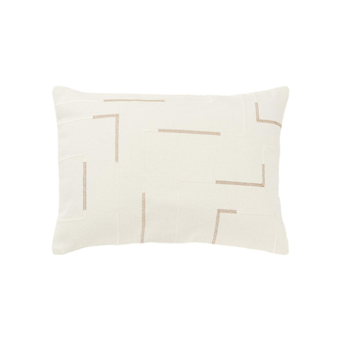 Cream Geometric Patterned Lumbar Pillow