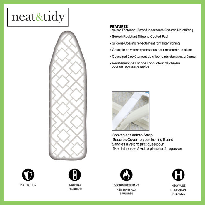 White & Grey Geo Ironing Board Cover