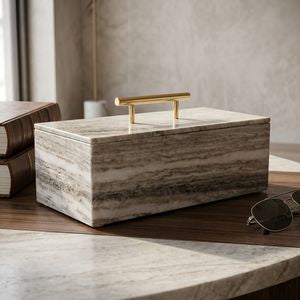 Marble Rectangular Box with Handle