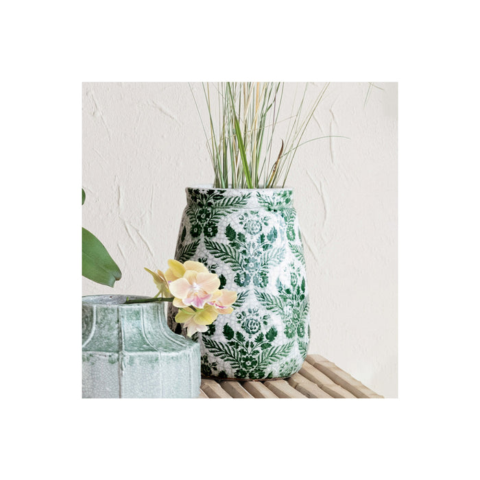 Terracotta Vase w/Flower Pattern