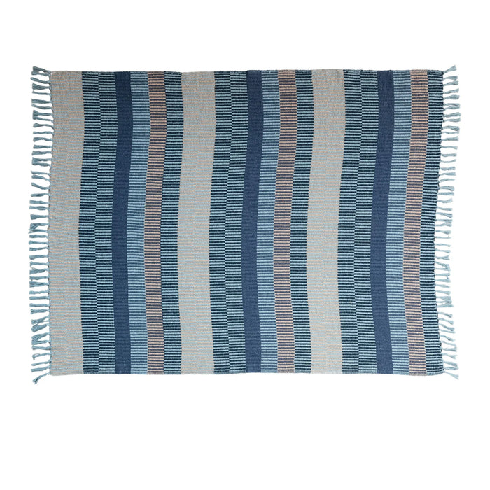Woven Cotton Blend Throw w/Stripes