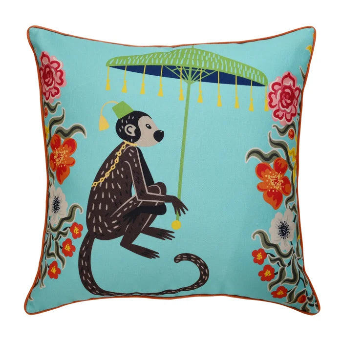 Monkey Down Pillow - Aqua