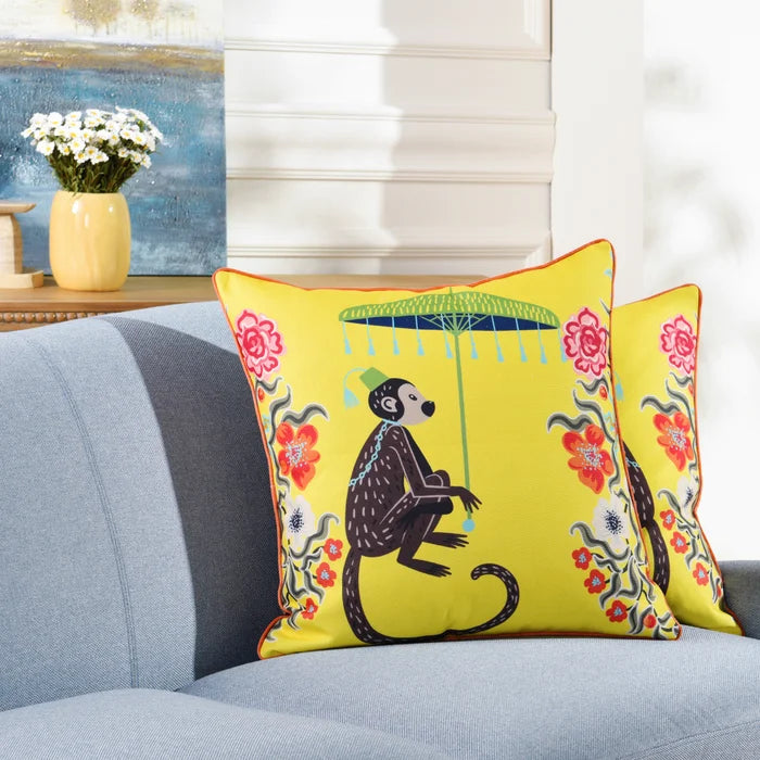 Monkey Down Pillow - Yellow