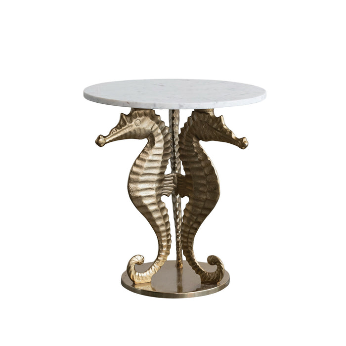 Cast Aluminum Seahorses Side Table