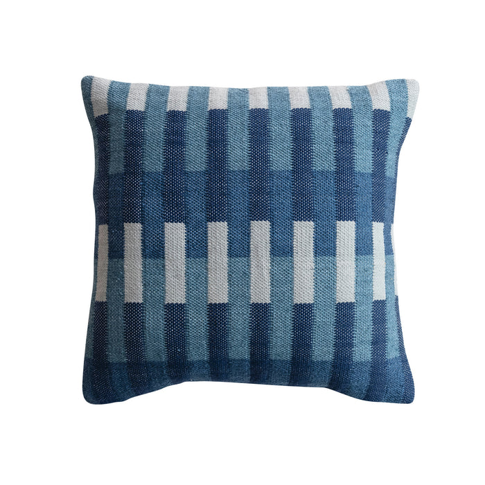 Embroidery & Stripe Pattern Navy Pillow