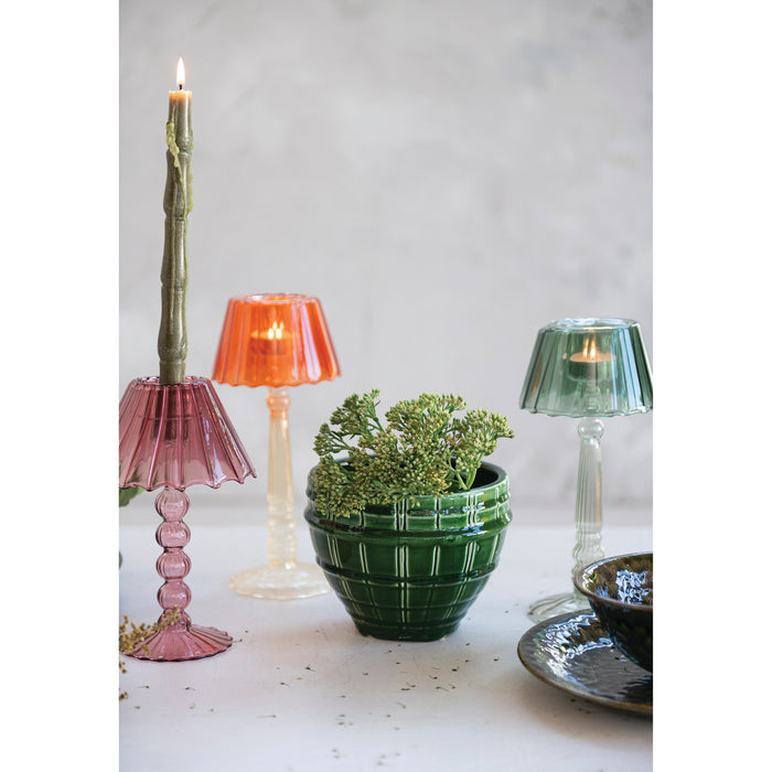 Glass Ribbed Tealight Holder Table Light - Assorted