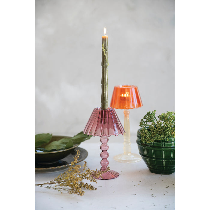 Glass Ribbed Tealight Holder Table Light - Assorted
