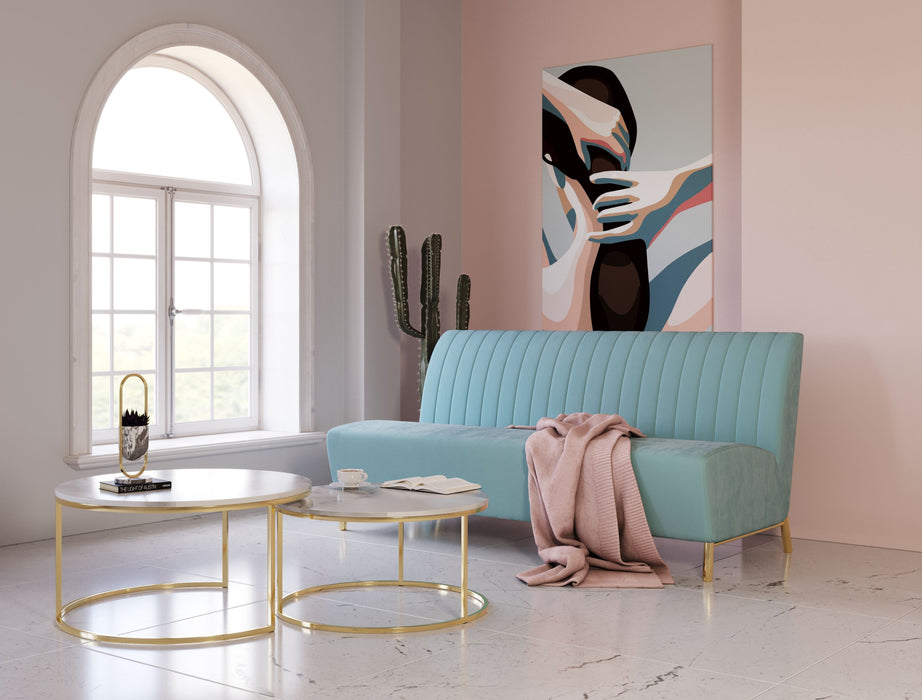 Modern Light Green & Gold Fabric Sofa