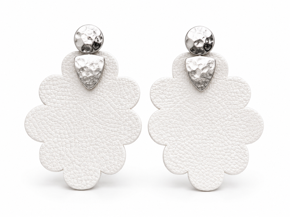 Cream Leather Earrings