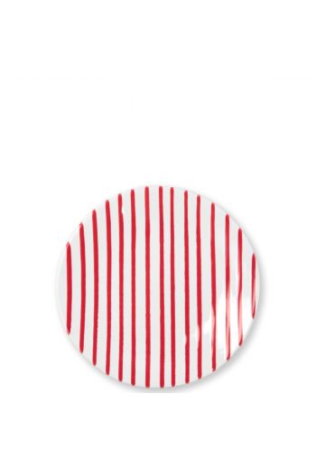 Stripe Red Salad Plate Set 4
