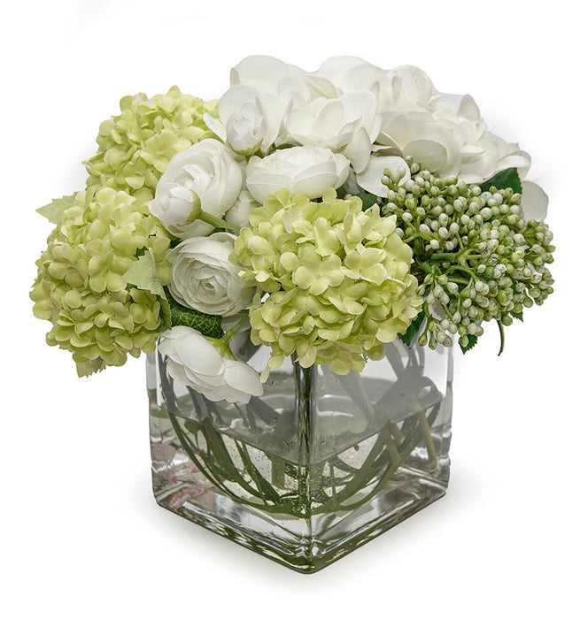 Green Hydrangea In 4" Cube