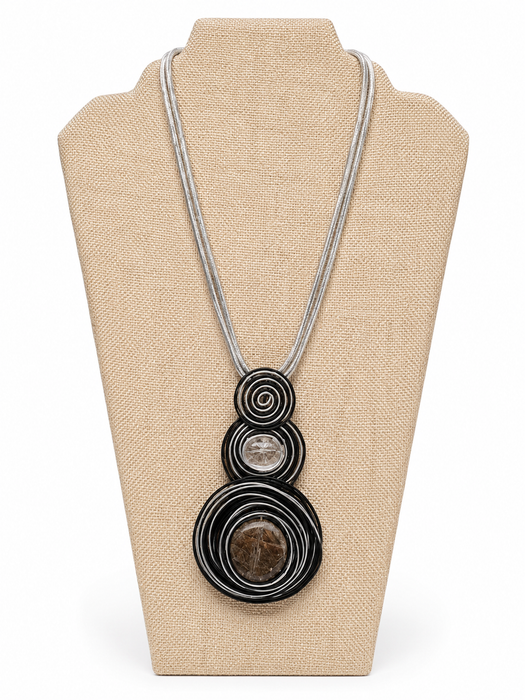 Silver and Black Pendant Necklace