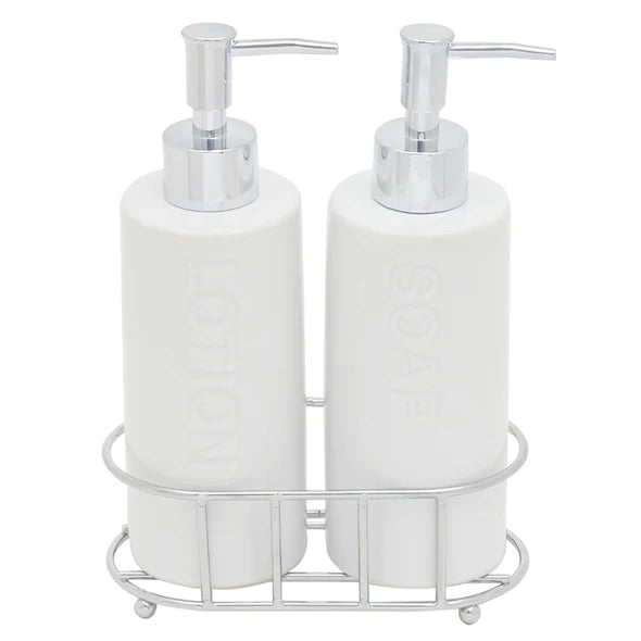 2-Piece Ceramic Soap Dispenser With Caddy