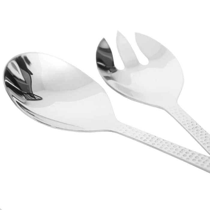 2 Piece Stainless Steel Hosting Serving Set With Hammered Finish Handles