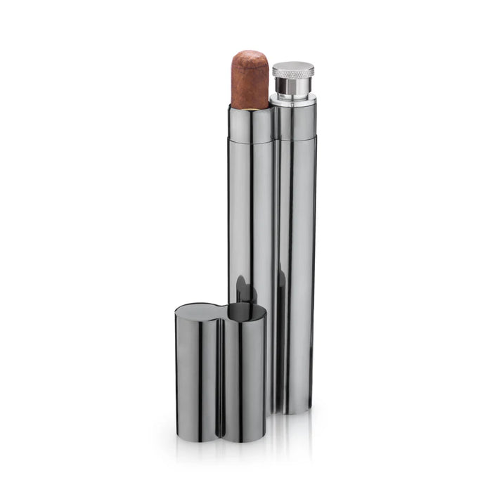 Gunmetal Cigar Holder & Flask