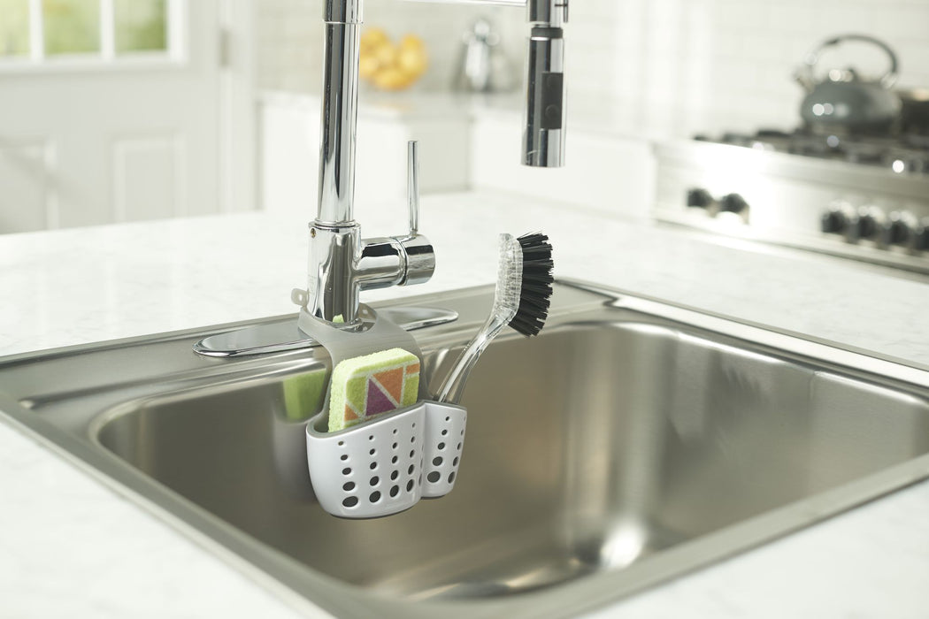 Casabella Sink Sider Kitchen Faucet Sponge and Scrub Brush Caddy