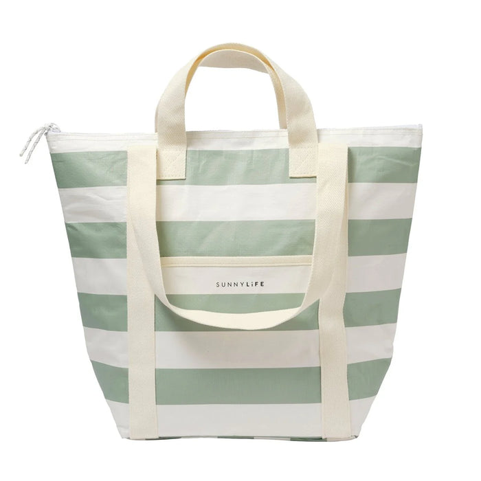 Light Cooler Tote - Sage Stripe