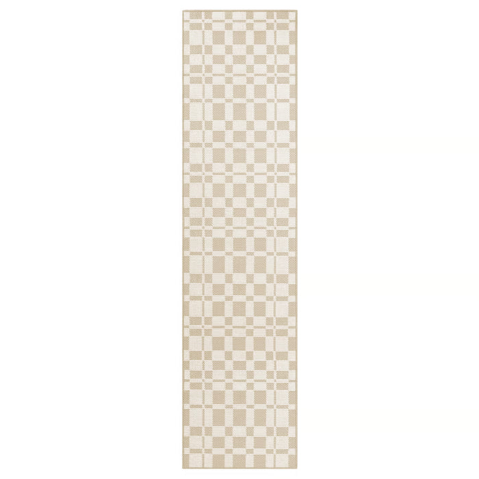 Beige Check Kitchen Mat