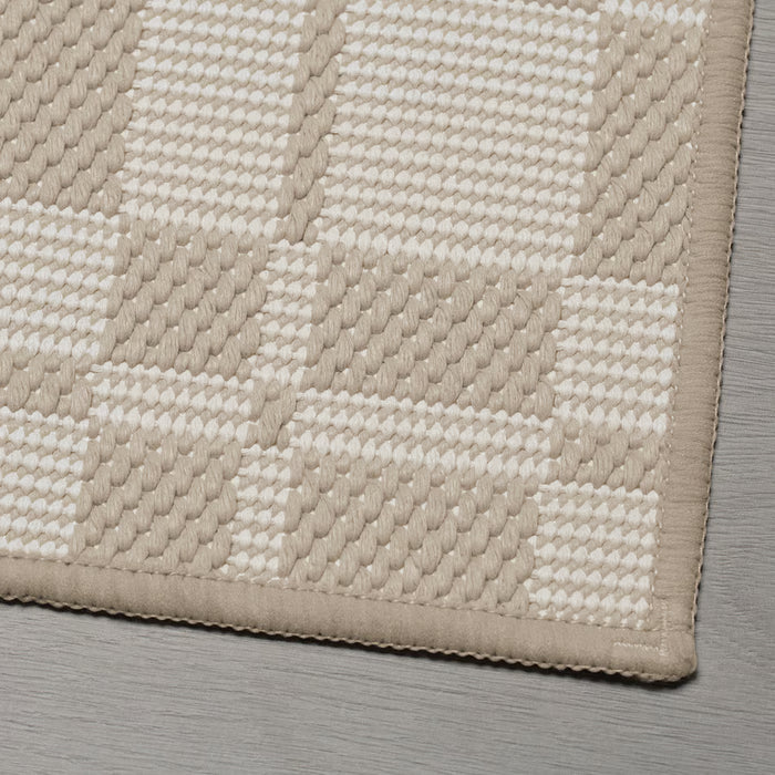 Beige Check Kitchen Mat