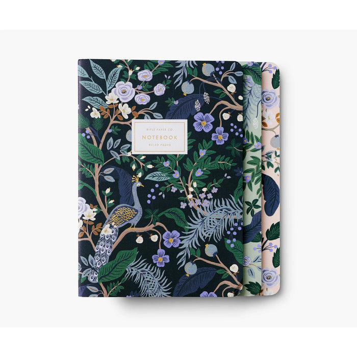 Set Of 3 Peacock Notebooks - Assorted