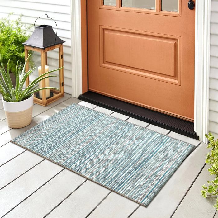 Miranda Tweed Stripe Aqua Rug