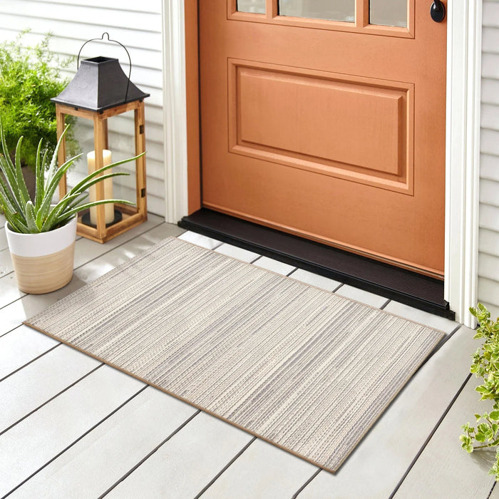 Miranda Tweed Stripe Silver/Brown Rug