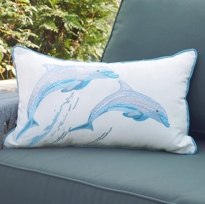 Sea Glass Tribal Dolphin Pillow