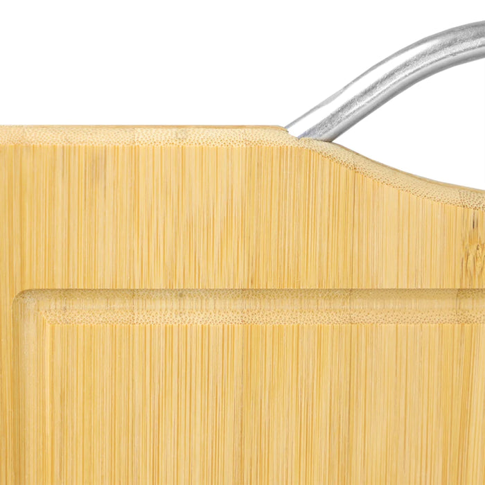 Home Basics Bamboo Cutting Board With Juice Groove And Stainless Steel Handle