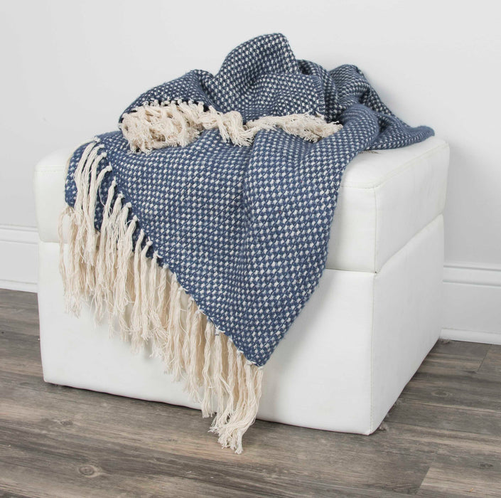Navy Checkered Cotton Throw