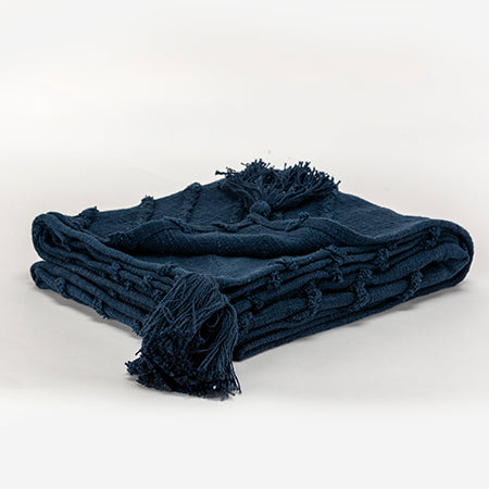 Woven Textured Navy Throw