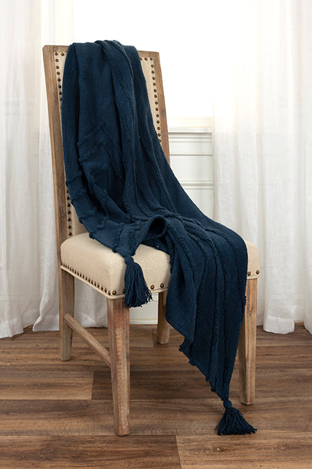 Woven Textured Navy Throw