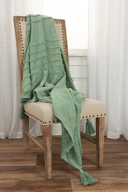 Woven Textured Green Throw