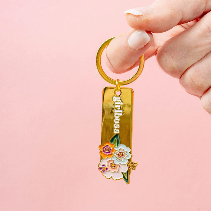 Enamel Floral Keychain