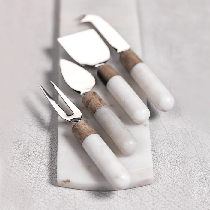 Marble And Wood Cheese Tool - Set Of 4