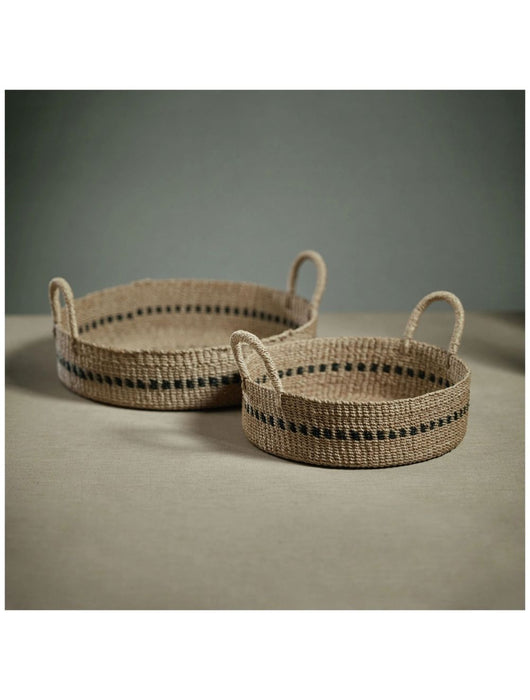 Abaca Basket Trays With Black Accent