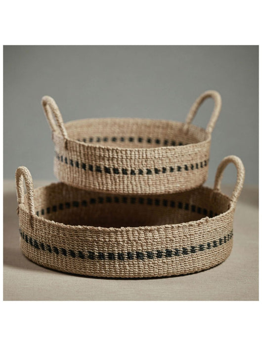 Abaca Basket Trays With Black Accent