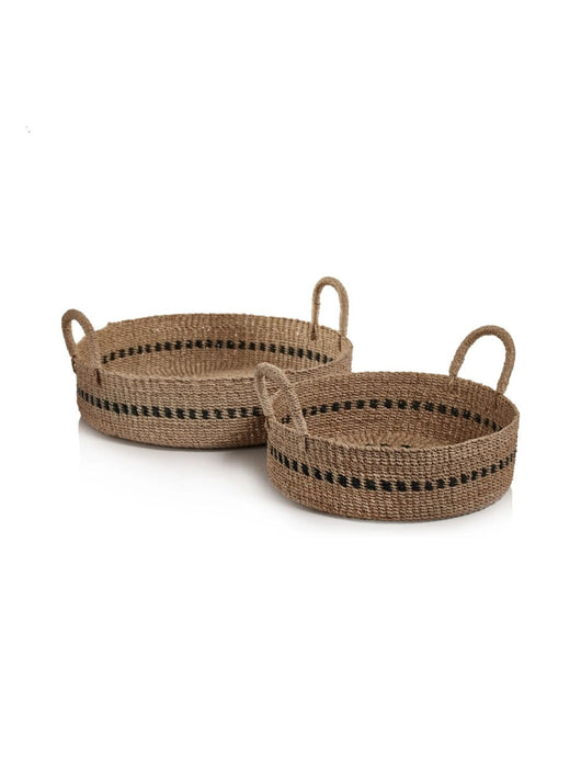 Abaca Basket Trays With Black Accent